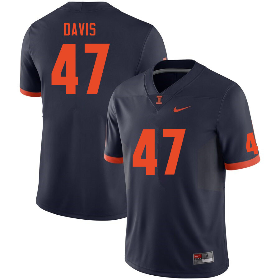 Men #47 Cooper Davis Illinois Fighting Illini College Football Jerseys Sale-Navy